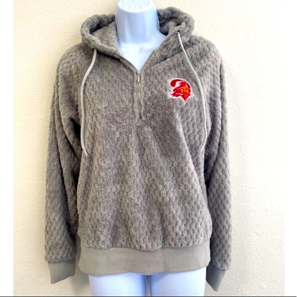 NFL Sweaters - AUTHENTIC Tampa Bay Buccaneers fluffy grey hoodie. Worn once.